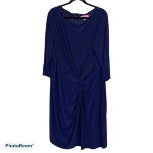Eliza J New York‎ Plus Size 22W Boatneck Sheath Career Blue Front Knot Dress